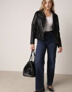 j.style Jachetă Neagră Clasică Ramonescă în Stil Motociclist Kelmi