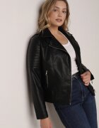 j.style Jachetă Neagră Clasică Ramonescă în Stil Motociclist Kelmi