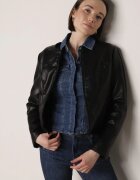 j.style Jachetă neagră ramonescă cambrată de tranziție fără guler Nissanea
