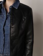 j.style Jachetă neagră ramonescă cambrată de tranziție fără guler Nissanea