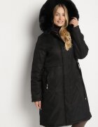 j.style Jachetă Parka Clasică Neagră cu Glugă cu Blană Essoria