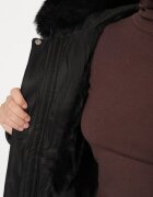 j.style Jachetă Parka Clasică Neagră cu Glugă cu Blană Essoria