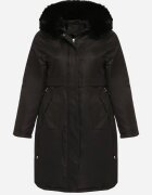 j.style Jachetă Parka Clasică Neagră cu Glugă cu Blană Essoria