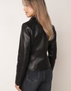 j.style Jachetă Ramoneska Neagră cu Croială Cambrată cu Fermoare la Mâneci Harirra