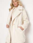j.style Palton lung bej deschis stil Teddy cu două rânduri Malwirae