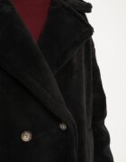 j.style Palton Negru Lung Blană Dublu Rând Stil Teddy Malwirae