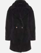 j.style Palton Negru Lung Blană Dublu Rând Stil Teddy Malwirae