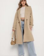 j.style Trenci bej închis la două rânduri de nasturi ornat cu curea și epoleti Malwissa