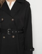 j.style Trenci Negru la două rânduri Decorat cu curea și epoleți Malwissa