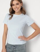 j.style Tricou Clasic Albastru deschis din bumbac Lorali