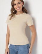 j.style Tricou Clasic Bej din Bumbac Lorali