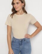 j.style Tricou Clasic Bej din Bumbac Lorali
