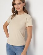 j.style Tricou Clasic Bej din Bumbac Lorali