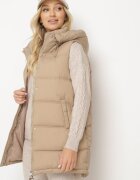 j.style Vestă Bej închis Matlasată cu fermoar decorativ cu glugă Fortisse