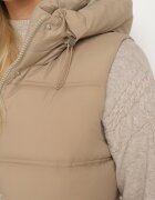j.style Vestă Bej închis Matlasată cu fermoar decorativ cu glugă Fortisse