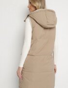 j.style Vestă Bej închis Matlasată Reversibilă cu Blană tip miel și Glugă Lertiala