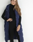 j.style Vestă Bleumarin Lungă cu glugă Matlasată Ardrae