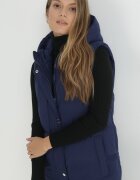 j.style Vestă Bleumarin Lungă cu glugă Matlasată Ardrae