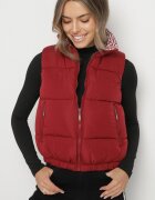 j.style Vestă Bordo Matlasată cu Căptușeală Decorativă Olianela