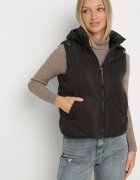 j.style Vestă Clasică Neagră cu Cusături Matlasate și Glugă Ollera