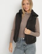 j.style Vestă Clasică Neagră cu Cusături Matlasate și Glugă Ollera