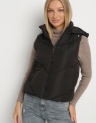 j.style Vestă Clasică Neagră cu Cusături Matlasate și Glugă Ollera