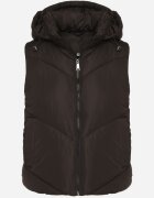 j.style Vestă Clasică Neagră cu Cusături Matlasate și Glugă Ollera