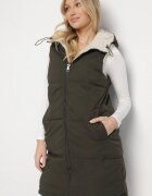 j.style Vestă Matlasată Verde închis Reversibilă cu blană tip miel și glugă Lertiala