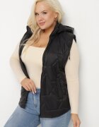 j.style Vestă neagră cu cusături matlasate și glugă detașabilă Delastris