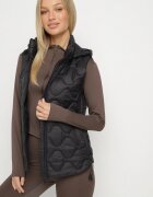 j.style Vestă Neagră cu Glugă Detașabilă Decorată cu Matlasare Cirisse