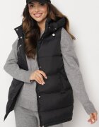 j.style Vestă Neagră Matlasată cu Fermoar Decorativ cu Glugă Fortisse