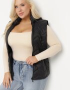 j.style Vestă Neagră Matlasată cu Glugă Detașabilă Ravisara