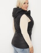 j.style Vestă Neagră Matlasată cu Glugă Detașabilă Ravisara