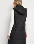 j.style Vestă Neagră Matlasată cu Glugă Detașabilă și Elastic Lorianvia
