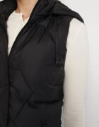 j.style Vestă Neagră Matlasată cu Glugă Detașabilă și Elastic Lorianvia