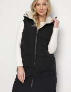 j.style Vestă Neagră Matlasată Reversibilă cu blană tip miel și glugă Lertiala