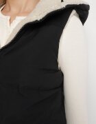j.style Vestă Neagră Matlasată Reversibilă cu blană tip miel și glugă Lertiala