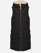 j.style Vestă Neagră Matlasată Reversibilă cu blană tip miel și glugă Lertiala