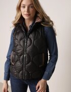j.style Vestă pikată neagră cu Glugă Detașabilă și Șnururi Liosta