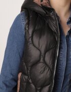 j.style Vestă pikată neagră cu Glugă Detașabilă și Șnururi Liosta