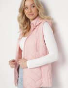 j.style Vestă Roz Matlasată cu Glugă Detașabilă Ariluna