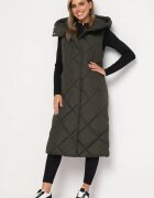 j.style Vestă Verde închis matlasată cu guler și glugă Mivianae