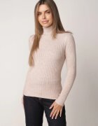 j&x Asortat elastic cu guler înalt din bumbac din tricot reiat Sindhe Bej