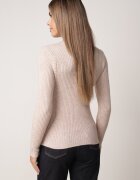 j&x Asortat elastic cu guler înalt din bumbac din tricot reiat Sindhe Bej