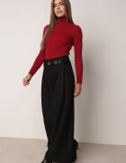 j&x Asortat elastic cu guler înalt din bumbac din tricot reiat Sindhe Bordo