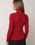 j&x Asortat elastic cu guler înalt din bumbac din tricot reiat Sindhe Bordo