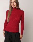 j&x Asortat elastic cu guler înalt din bumbac din tricot reiat Sindhe Bordo