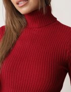 j&x Asortat elastic cu guler înalt din bumbac din tricot reiat Sindhe Bordo
