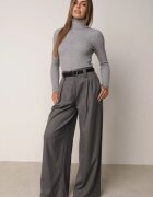 j&x Asortat elastic cu guler înalt din bumbac din tricot reiat Sindhe Gri