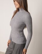 j&x Asortat elastic cu guler înalt din bumbac din tricot reiat Sindhe Gri